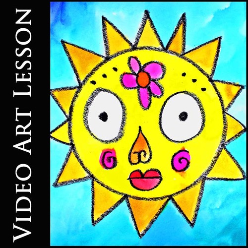 Preview of MEXICAN FOLK ART SUN Drawing & Painting Lesson Hispanic Heritage Month Activity