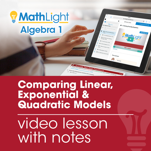 Preview of Comparing Linear, Exponential & Quadratic Models Video Lesson with Guided Notes