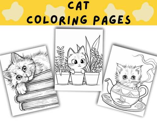 Cat Coloring Pages – 35 Cat Designs Printable Coloring Set | TPT