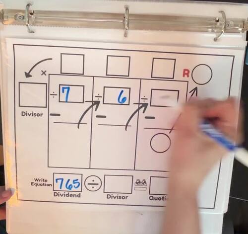 Math Mats for Division,Reusable Dry-Erase Templates, 4th Grade, Long ...