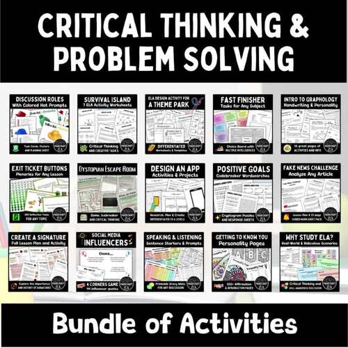 Critical Thinking Bundle for Logic, Social Issues, Discussion & Problem ...