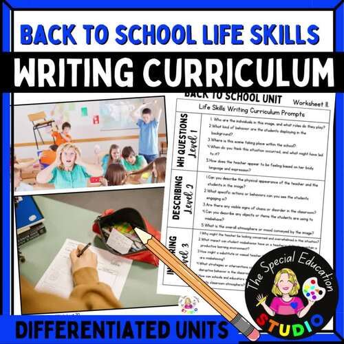 Back to School activities life skills Special Education Writing curriculum