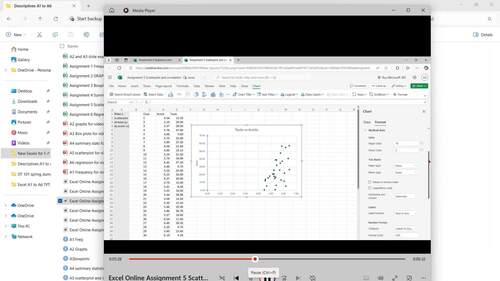 Excel 365 Online for Intro Statistics - Assignment 5 Scatterplot and Correlation