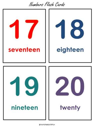 Number (1-50) Flashcards Printable, Large Format Flash Cards, Math, T-239