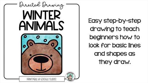 Winter Animals • Easy Directed Drawing • Fun Elementary Art Sub Lesson