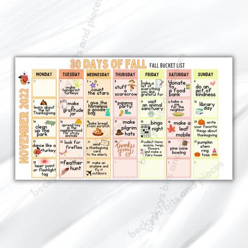 Fall Bucket List Fall Activity Calendar Kids Bucket List Fall Checklist