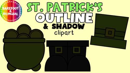 St Patricks Day Outline & Shadow Clipart | 4-in-1 Color, Outline ...