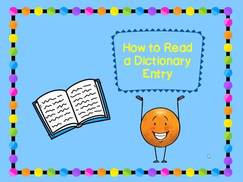 Dictionary Entry PowerPoint Name the Parts of an Entry by CarolJ Creations