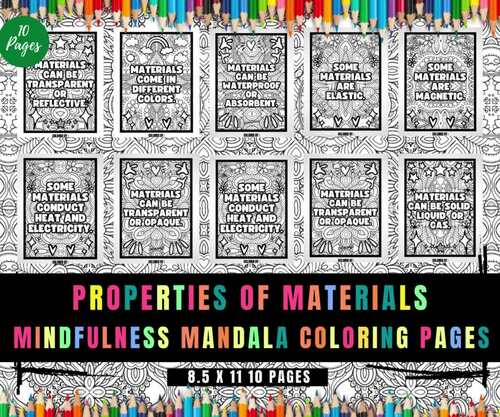 Properties Of Materials, Mindfulness Relaxing Coloring Sheets, No Prep