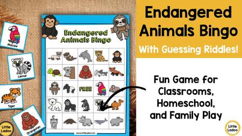 Endangered Animals Bingo Game Printable : 30 Bingo Cards + Riddle ...