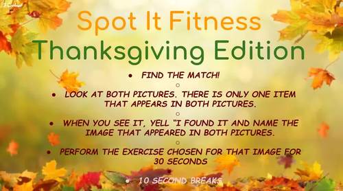 Preview of Spot It Fitness Thanksgiving Edition
