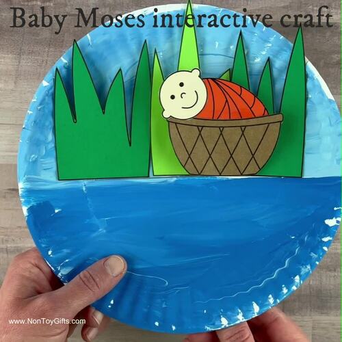 Baby Moses Craft - Bible Lesson - Paper Plate Interactive Craft - Bible  Story