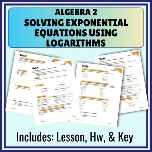 Solving Exponential Equations Using Logarithms Notes 10th-12th Grade ...
