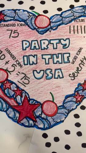 Patriotic Math Place Value Craft by The Teaching Diva Corner | TPT