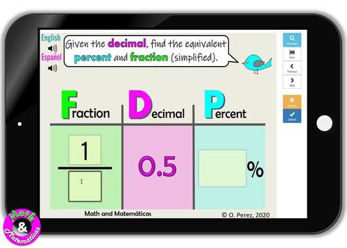 Converting Fractions, Decimals and Percents Digital Activity - Boom Cards