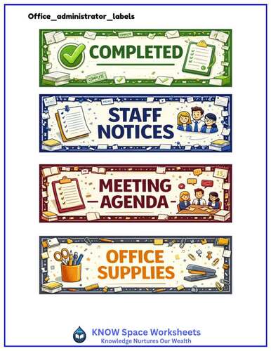Office Administrator Labels Printable Signs for Mail, Records and Notices