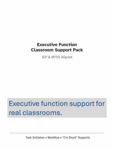 Executive Function Classroom Support Pack | MTSS & IEP Aligned by K&K ...