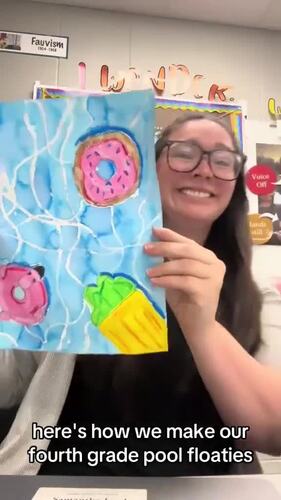 Preview of Pool Floatie Design with Oil Pastels & Liquid Watercolor