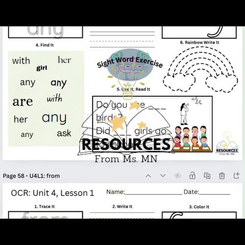Open Court Daily Sight Word Practice, First Grade, Unit 4 Bundle