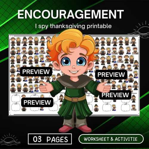 I spy thanksgiving printable by GLD Worksheet Kids | TPT