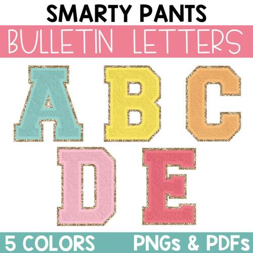 Varsity Patch Bulletin Board Letters / Varsity Clipart / Lettering Pack