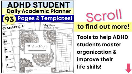 Student Planners ADHD Planner Middle School Executive Functioning Life ...