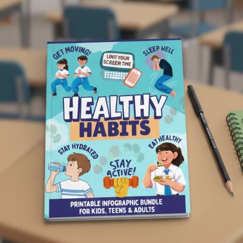 Healthy Habits Printable | Daily Routine & Wellness Infographics | Kids ...