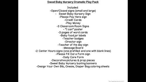Baby Nursery Dramatic Play Pack by Special Education Clubhouse | TPT