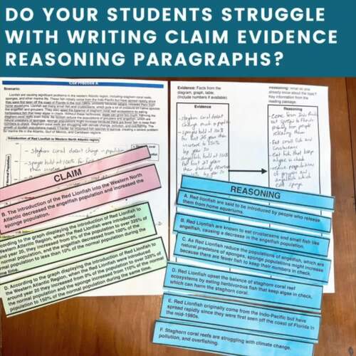 CER practice worksheet claim evidence reasoning introduction activity