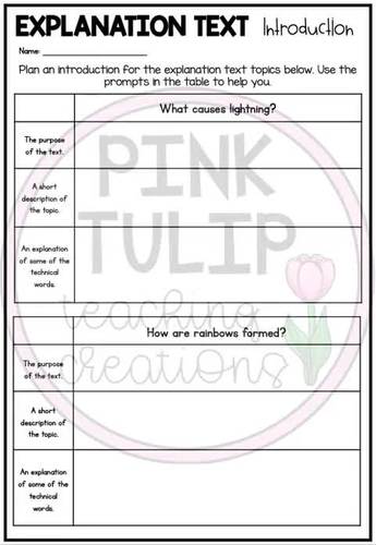 explanation writing brainstorm and introduction worksheets tpt