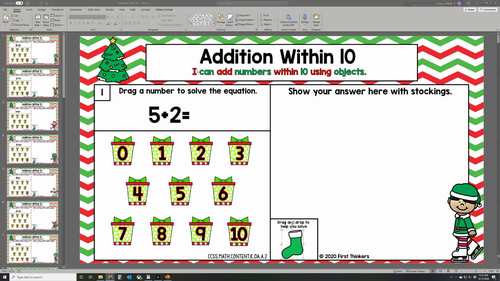 Addition Within 10 Christmas Math Worksheets Google Slide Seesaw PowerPoint
