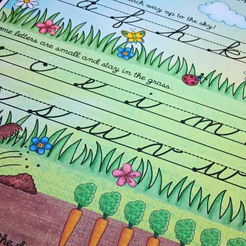 Cursive Handwriting Sky Grass Dirt | Cursive Alphabet Letter Formation ...