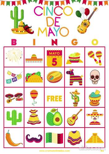 Cinco De Mayo Bingo For Kids, Cinco De Mayo Printable kids | TPT
