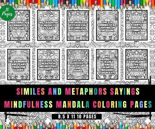 Similes And Metaphors Sayings, Printable Door Decorations Coloring Saying