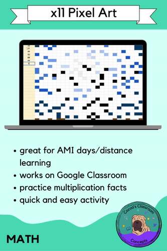 x11 Multiplication Pixel Art Math Activity - Basic Multiplication Fact Fluency