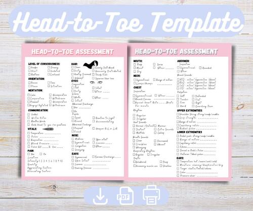 Head-to-Toe Template Nursing Assessment Study Guide by Mindful Pages