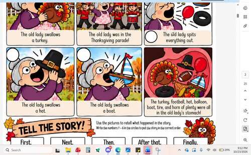 There Old Lady Who Swallowed Turkey Speech & Language Book Companion