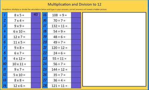 Friends Multiplication and Division to 12 Pixel Art Mystery Reveal