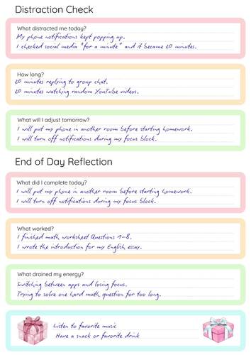 ADHD Daily Reset Planner | Energy Based Study Sheet | Executive Function