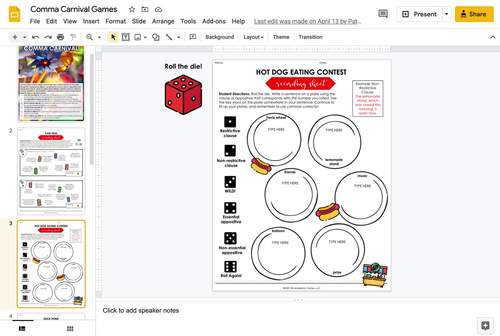 Commas and Carnival Games by EB Academics by Caitlin and Jessica