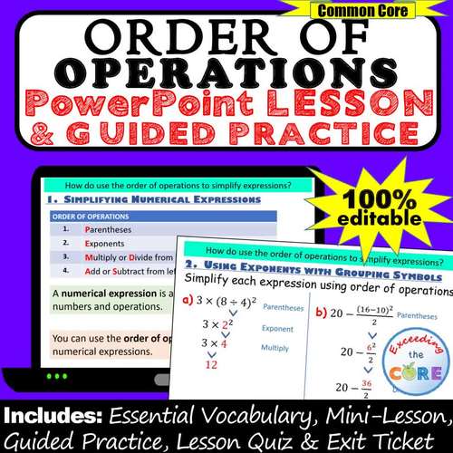ORDER OF OPERATIONS PowerPoint Lesson AND Guided Practice | Distance Learning