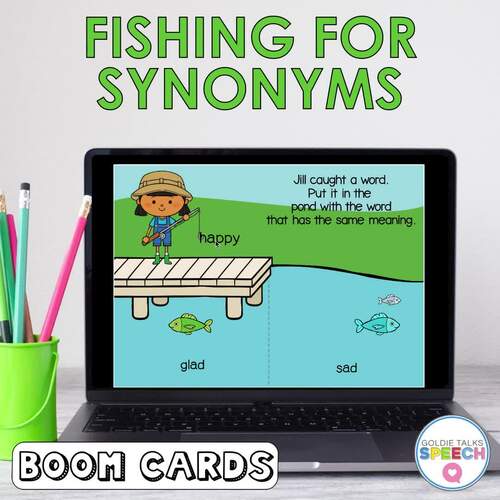 Fishing For Synonyms Grammar Boom Cards by GoldieTalks Speech