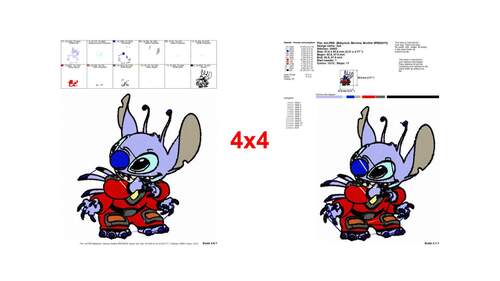 Mischievous Stitch in Red Suit Disney Character Embroidery Designs ...
