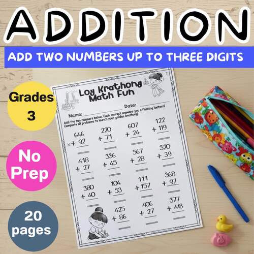 Add Two Numbers Up to Three Digits | Grade 3 Math Worksheets | Addition Practice