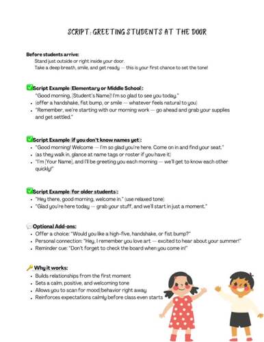New Teacher Scripts for Classroom Management - First Week of School ...