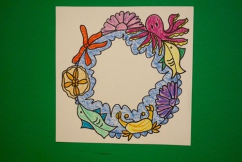 Preview of Let's Draw a Beach Wreath!