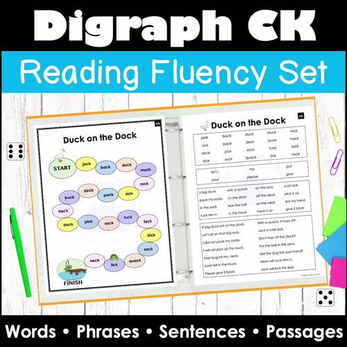Consonant Digraphs CK Reading Fluency Passages Words Phrases Sentences ...