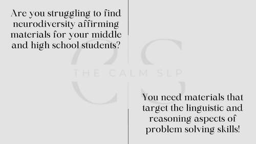 ND Affirming Reasoning and Problem Solving Middle High School Speech ...
