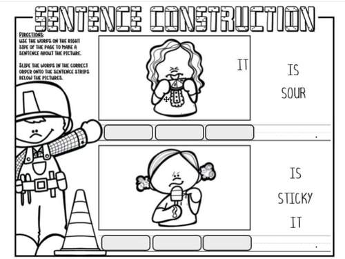 Sentence Construction: Worksheet and Boom Card Activity for Sentence ...