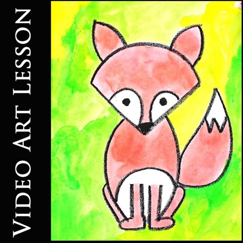 Preview of CUTE FOX Video Art Lesson | EASY Directed Watercolor Drawing & Painting Project
